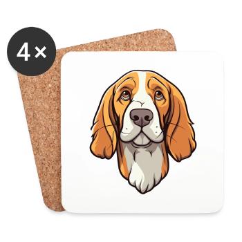 Slovensky Cuvac race de chien dessin animé kawaii illustrat - Dessous de verre (lot de 4) - blanc - Devant
