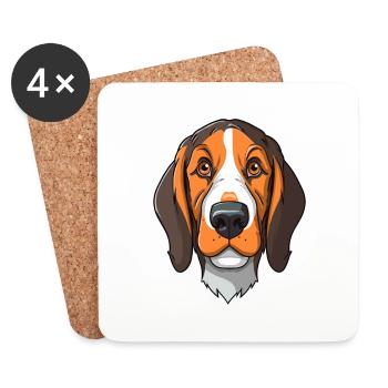 Chien tricolore sibérien race de chien Cartoon Kawaii I - Dessous de verre (lot de 4) - blanc - Devant