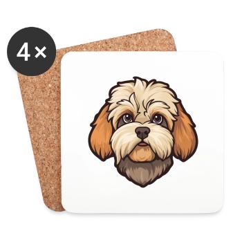 Shih Poo Hunderasse Cartoon Kawaii Illustration - Untersetzer (4er-Set) - Weiß - Vorne