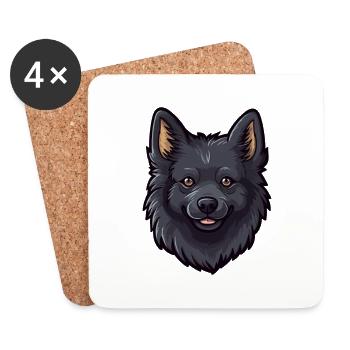 Schipperke Dog Breed Cartoon Kawaii Illustration - Coasters (set of 4) - white - Front