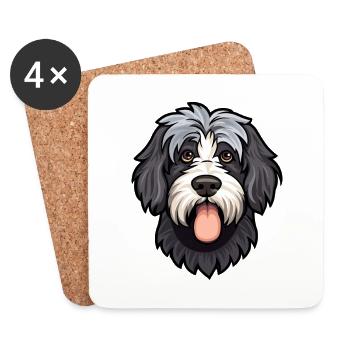 Portuguese Sheepdog Dog Breed Cartoon Kawaii Illus - Coasters (set of 4) - white - Front
