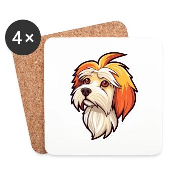 Briquet Griffon Vendéen Chien Race Cartoon Kawaii I - Dessous de verre (lot de 4) - blanc - Devant