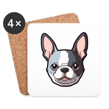 Boston Terrier Hunderasse Cartoon Kawaii Illustrati - Untersetzer (4er-Set) - Weiß - Vorne
