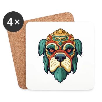Race de chien impérial chinois Cartoon Kawaii Illustra - Dessous de verre (lot de 4) - blanc - Devant
