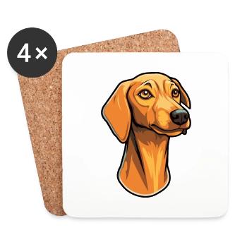 Azawakh Dog Breed Cartoon Kawaii Illustration - Coasters (set of 4) - white - Front