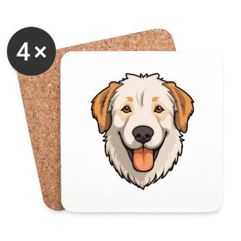 Chien De Berger D’Asie Centrale Race Cartoon Kawaii Il - Dessous de verre (lot de 4) - blanc - Devant