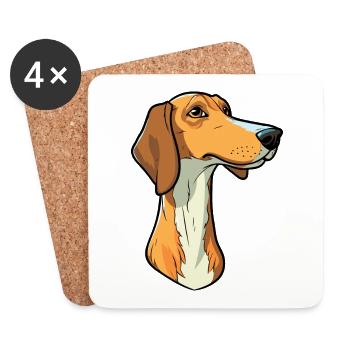 Chien de chasse crétois race de chien Cartoon Kawaii Illustration - Dessous de verre (lot de 4) - blanc - Devant