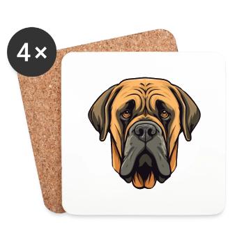 Alpine Mastiff Dog Breed Cartoon Kawaii Illustrati - Coasters (set of 4) - white - Front