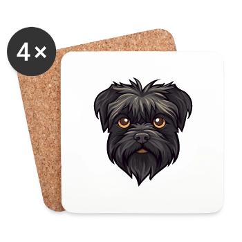 Affenpinscher Dog Breed Cartoon Kawaii Illustratio - Coasters (set of 4) - white - Front
