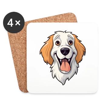 Akbash Dog Breed Cartoon Kawaii Illustration - Coasters (set of 4) - white - Front