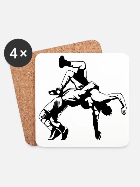Wrestler - Coasters (set of 4) - white