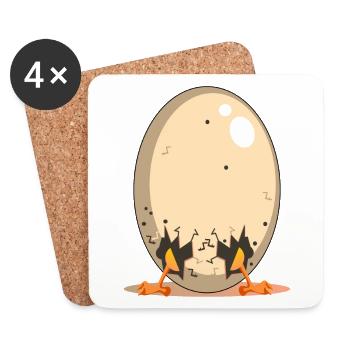 Oeuf de poule drôle - Chicken Coop Cartoon - Dessous de verre (lot de 4) - blanc - Devant