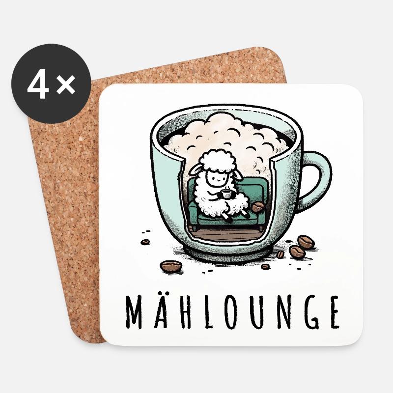 mählounge melange schaf lounge wortspiel kaffee - Untersetzer (4er-Set) - Weiß