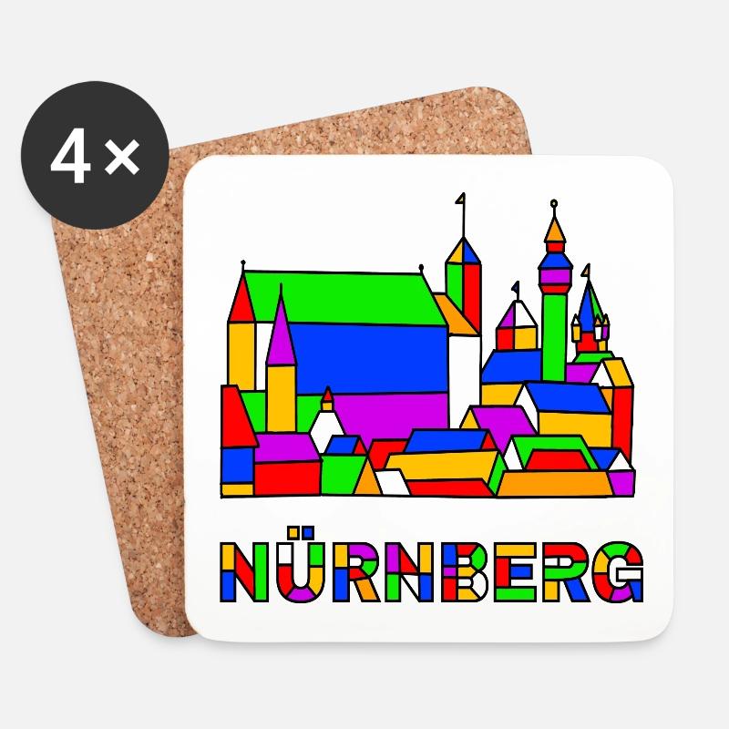 Nürnberg - Burg - Pop-Art - Untersetzer (4er-Set) - Weiß