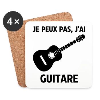 Je peux pas j'ai guitare - Dessous de verre (lot de 4) - blanc - Devant