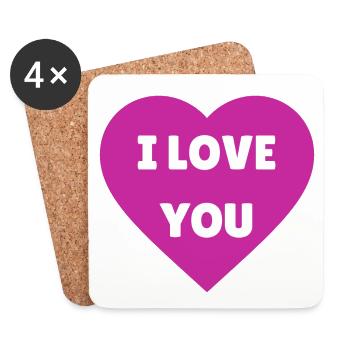 I Love You - Pink Heart - Declaration of Love - Coasters (set of 4) - white - Front