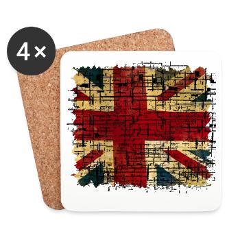 Vintage Britischer Union Jack Digital Kunst - Untersetzer (4er-Set) - Weiß - Vorne