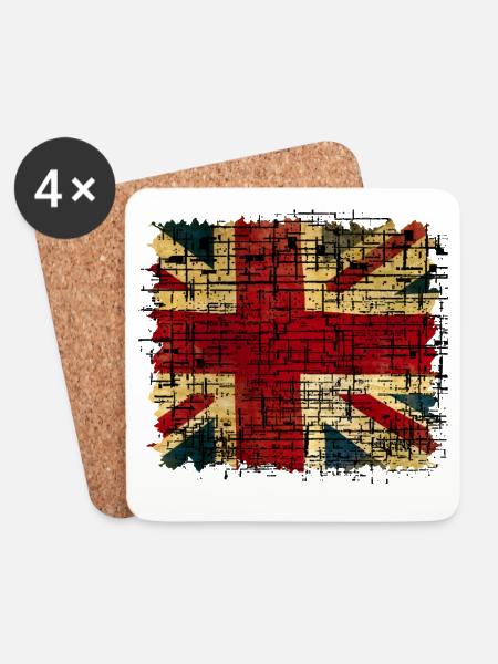 Vintage Britischer Union Jack Digital Kunst - Untersetzer (4er-Set) - Weiß