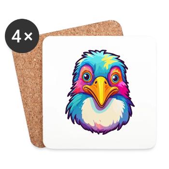 Penguin Colorful Watercolor Cartoon Kawaii Animal - Coasters (set of 4) - white - Front