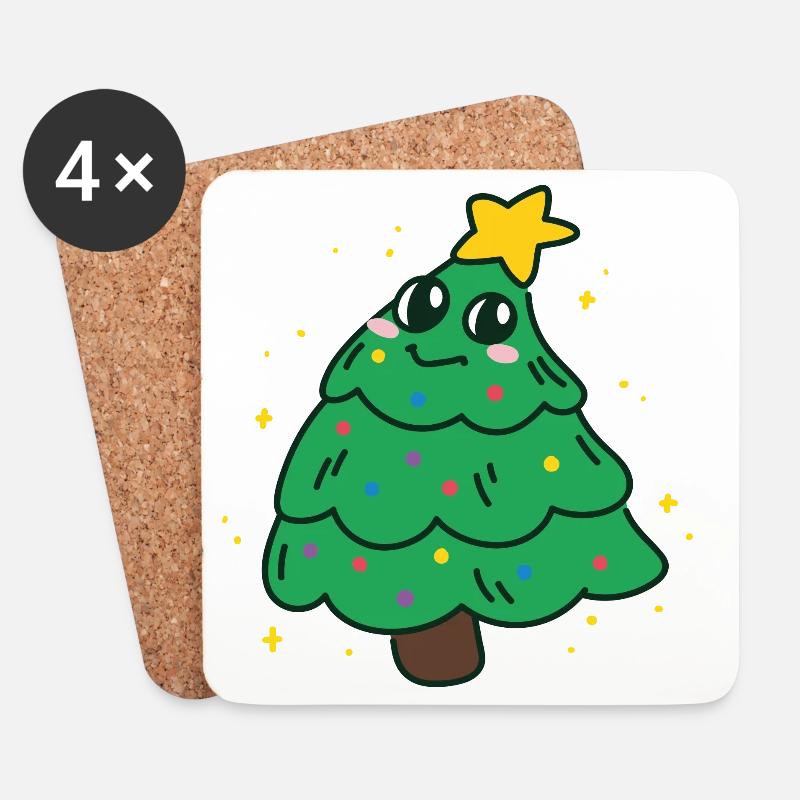 Weihnachtsbaum - Untersetzer (4er-Set) - Weiß