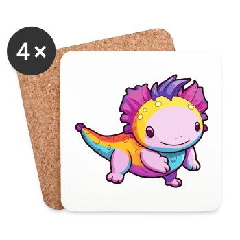Axolotl Buntes Aquarell Cartoon Kawaii Tier - Untersetzer (4er-Set) - Weiß - Vorne