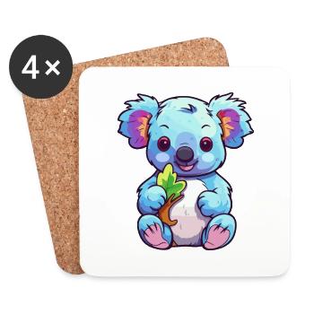 Koala Buntes Aquarell Cartoon Kawaii Tier - Untersetzer (4er-Set) - Weiß - Vorne