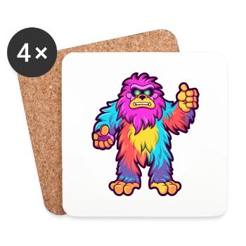 Bigfoot Buntes Aquarell Cartoon Kawaii Tier - Untersetzer (4er-Set) - Weiß - Vorne