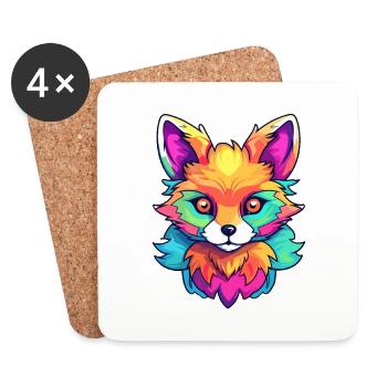 Fuchs Buntes Aquarell Cartoon Kawaii Tier - Untersetzer (4er-Set) - Weiß - Vorne