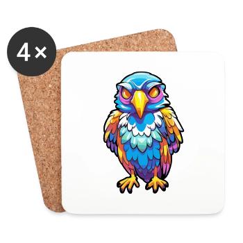 Falcon Colorful Watercolor Cartoon Kawaii Animal - Coasters (set of 4) - white - Front