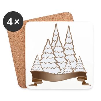 schöner Lebkuchen Wald für Weihnachten - Untersetzer (4er-Set) - Weiß - Vorne