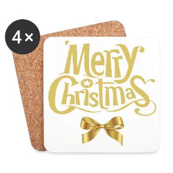Merry Christmas, Merry Christmas, Happy Holidays - Coasters (set of 4) - white - Front