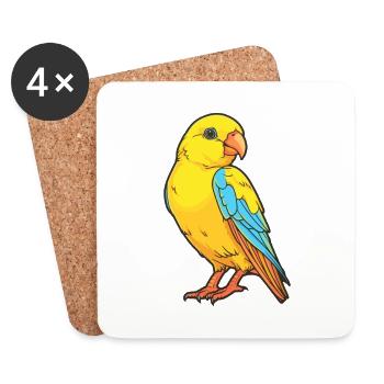 Canari Aquarelle Colorée Dessin Animé Kawaii Animal - Dessous de verre (lot de 4) - blanc - Devant