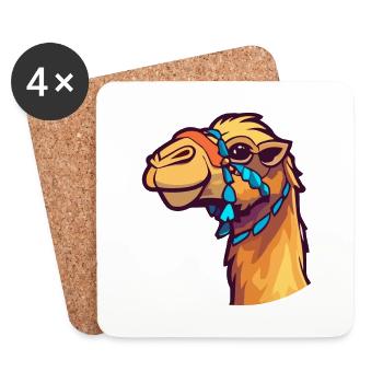 Camel Colorful Watercolor Cartoon Kawaii Animal - Coasters (set of 4) - white - Front