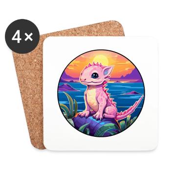 Axolotl Buntes Aquarell Cartoon Kawaii Tier - Untersetzer (4er-Set) - Weiß - Vorne