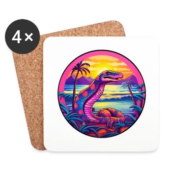 Snake Colorful Watercolor Cartoon Kawaii Animal - Coasters (set of 4) - white - Front