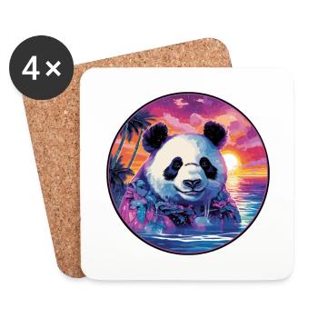Panda Buntes Aquarell Cartoon Kawaii Tier - Untersetzer (4er-Set) - Weiß - Vorne