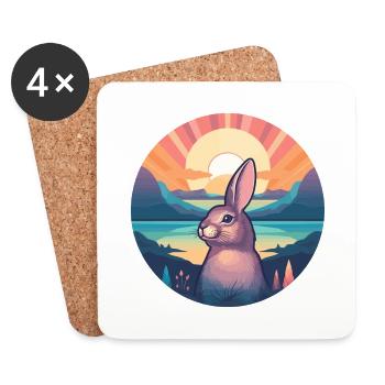 Hase buntes Aquarell Cartoon Kawaii Tier - Untersetzer (4er-Set) - Weiß - Vorne