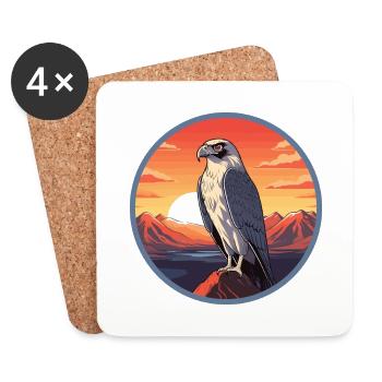 Falcon Colorful Watercolor Cartoon Kawaii Animal - Coasters (set of 4) - white - Front