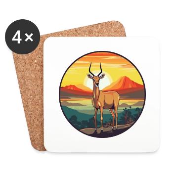 Impala Buntes Aquarell Cartoon Kawaii Tier - Untersetzer (4er-Set) - Weiß - Vorne