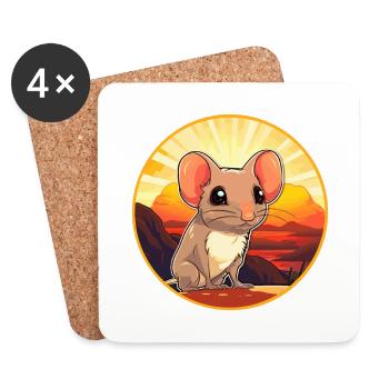 Éléphant Mégère Coloré Aquarelle Dessin Animé Kawaii - Dessous de verre (lot de 4) - blanc - Devant