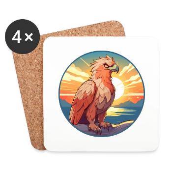 Griffin Colorful Watercolor Cartoon Kawaii Animal - Coasters (set of 4) - white - Front