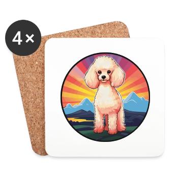 Pudel Hund Buntes Aquarell Cartoon Kawaii Haustier - Untersetzer (4er-Set) - Weiß - Vorne