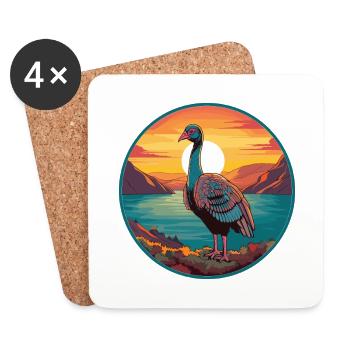 Truthahn Haustier Bunte Aquarell-Karikatur Kawaii Haustier - Untersetzer (4er-Set) - Weiß - Vorne