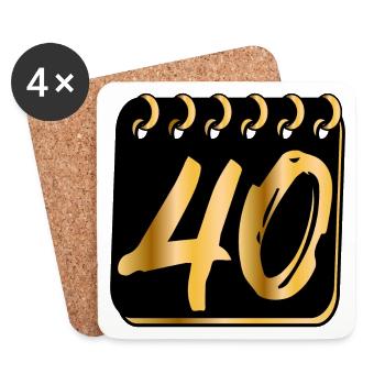 ZAHL 40 - Vierzig - 40. Geburtstag - Untersetzer (4er-Set) - Weiß - Vorne