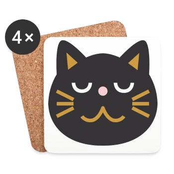 Japanese Cat Face L Black - Coasters (set of 4) - white - Front