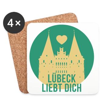 Lübeck liebt dich - Untersetzer (4er-Set) - Weiß - Vorne