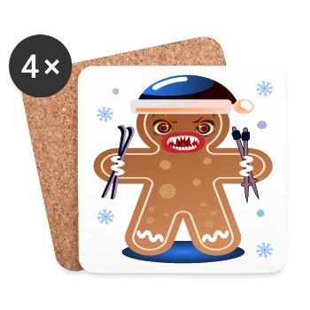 LEBKUCHEN SKIFAHREN - WÜTENDER SKIFAHRER - Untersetzer (4er-Set) - Weiß - Vorne