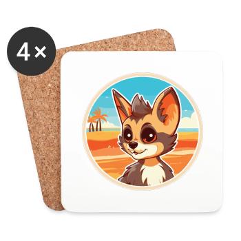 Aardwolf Aquarelle Cartoon Kawaii Clipart Animal - Dessous de verre (lot de 4) - blanc - Devant