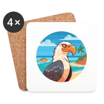 Eagle Watercolor Cartoon Kawaii Clipart Animal - Coasters (set of 4) - white - Front