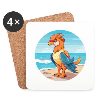 Griffin Watercolor Cartoon Kawaii Clipart Animal - Coasters (set of 4) - white - Front